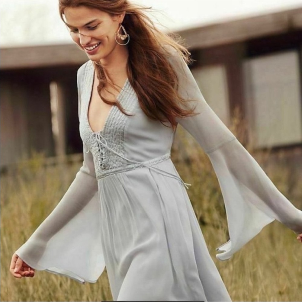 Anthropologie Ghost London Long Sleeve Gray Dress